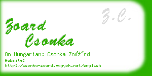 zoard csonka business card